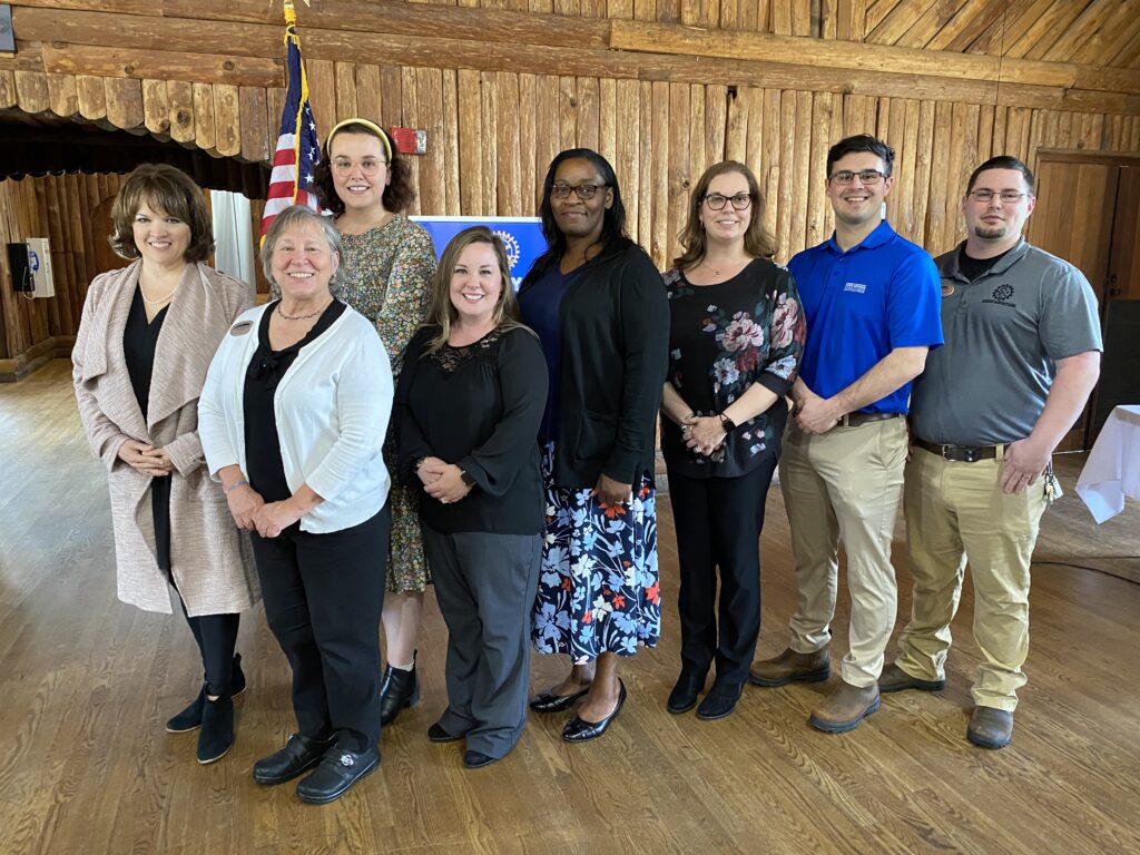 Picture (l to r) GOAL Rotary 2021: GOAL finalists and their instructors pictured at the Rotary presentation: GOAL winner Elizabeth Hand, Martha Marquardt, Melodee Butler, Shonna White, Stacie Bohannon, Adam Aguilar, and Adam Fulbright.