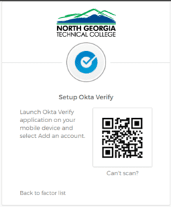 Screenshot of the QR Code page for Setting up Okta Verify app