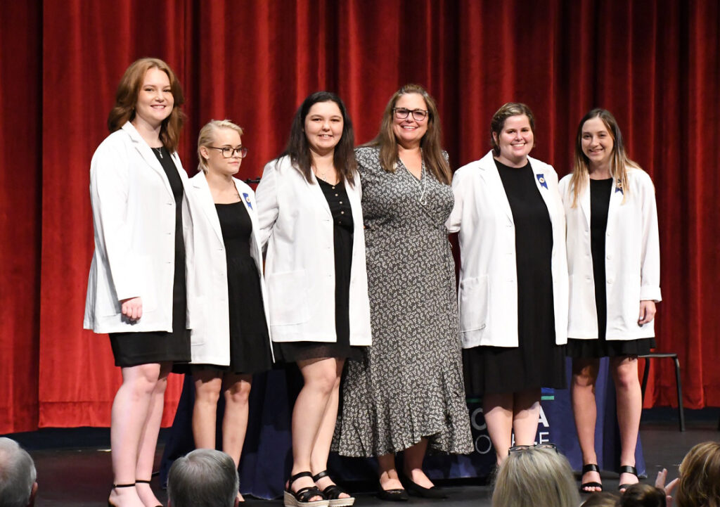 Blairsville Medical Assisting students pictured (left to right): Kirsten Ledford; Jasmine Jarrard; Alexis Franklin; Carrie Rodriguez, instructor; Krysten Hodges; and Alicia Jones. (Photo credits: Kimberly Martin, Kimmers Photography) 