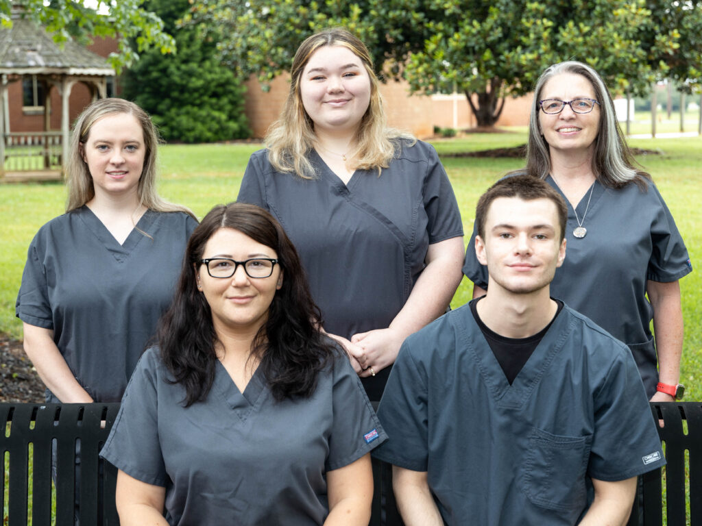 Clarkesville Pharmacy Technology students pictured (front left to right): Jessica Bryant; Brandon Bowden; (back left to right) Courtney Sosebee; Savannah Vickery; and Lisa Demers. 